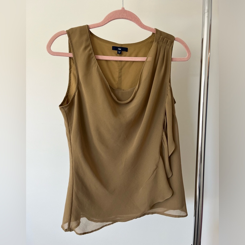 Gap XS Tan Sleeveless Brown Tan Blouse